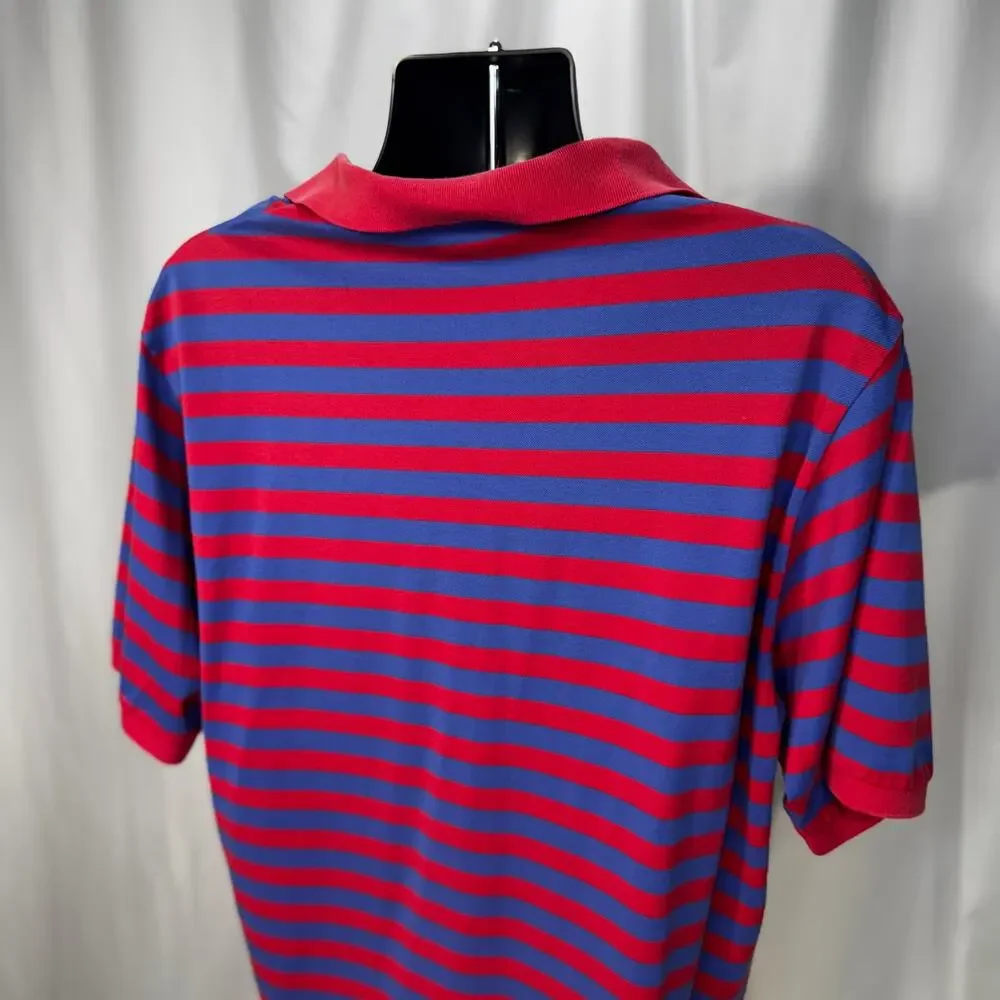 Polo Golf Ralph Lauren Men's L Red Purple Striped Pima Cotton Polo Shirt Sportif